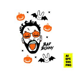 bad bunny halloween full wrap svg, bad bunny halloween svg, bad bunny svg, horror movie svg, halloween svg, ai file