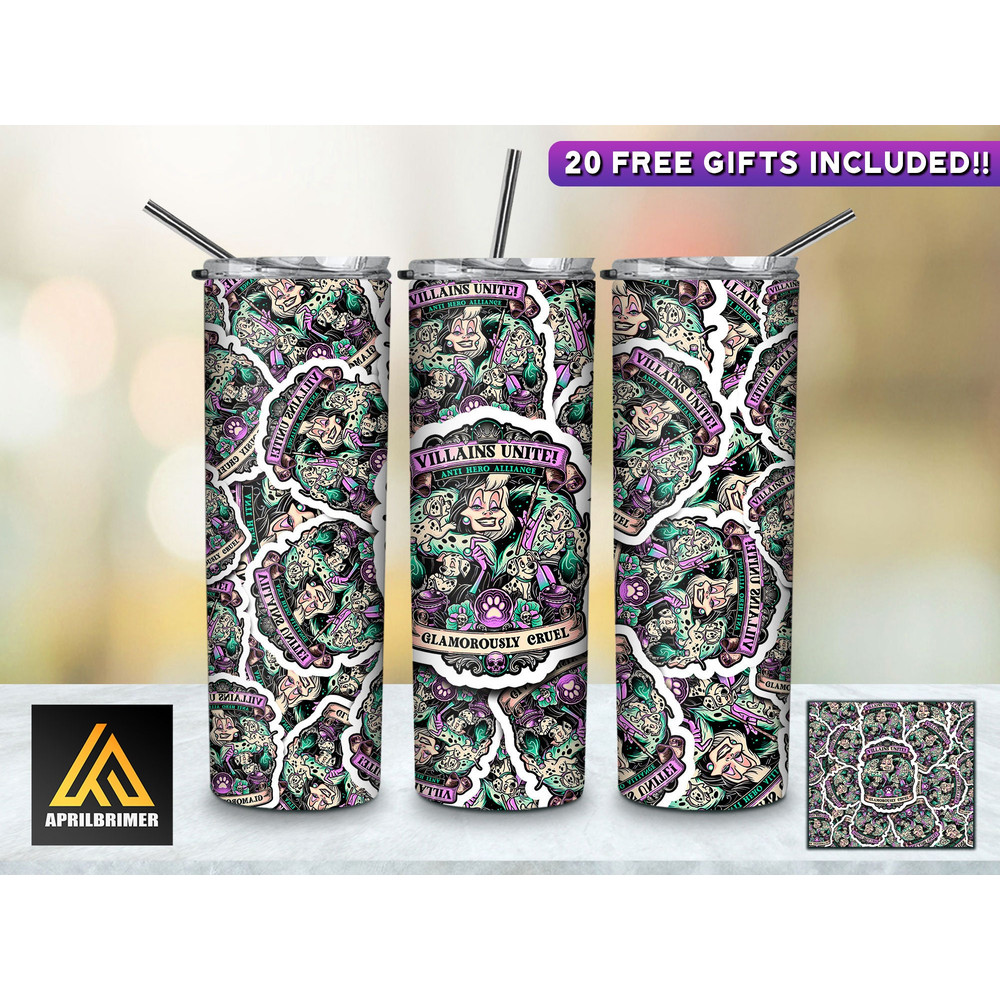 Villains 20 Oz Skinny Tumbler StraightTapered Wrap Png Sublimation Design, Cartoon Tumbler PNG File Download, Villains Tumbler Png-3.jpg
