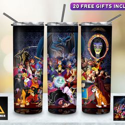 cartoon characters tumbler, villains straighttapered wrap skinny tumbler, cartoon spooky sublimation skinny tumbler