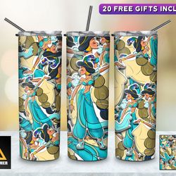 princess tumbler, princess straighttapered wrap skinny tumbler,princess girl cartoon sublimation skinny tumbler