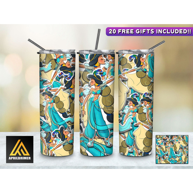 Princess 20 Oz Skinny Tumbler StraightTapered Wrap Png Sublimation Design, Cartoon Tumbler PNG File Digital Download-10.jpg