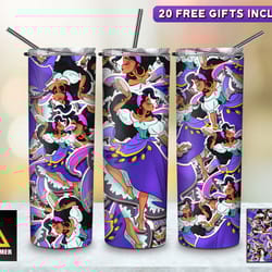 princess tumbler, princess straighttapered wrap skinny tumbler,princess girl crown cartoon sublimation skinny tumbler