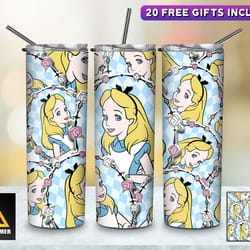 princess tumbler, princess straighttapered wrap skinny tumbler,princess girl fantasy cartoon sublimation skinny tumbler
