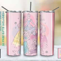 princess tumbler, princess girl straighttapered wrap skinny tumbler, princess woman cartoon sublimation skinny tumbler
