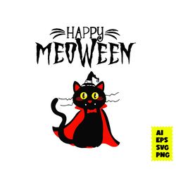 black cat happy halloween svg, black cat svg, cat svg, happy halloween svg, halloween svg, ai digital file