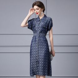 fashion ladies summer new a-line denim dress
