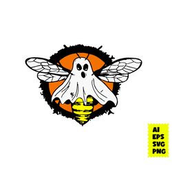 boo bee ghost spooky svg, ghost svg, bee svg, bee ghost svg, halloween svg, ai digital file
