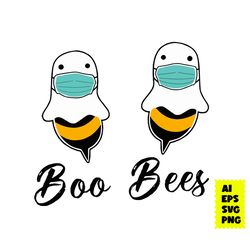 boo bees halloween face mask svg, ghost svg, bee svg, bee ghost svg, halloween svg, ai digital file