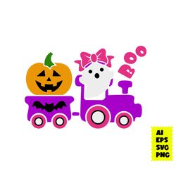 boo girl halloween svg, boo girl svg, ghost svg, pumpkin svg, halloween svg, ai digital file