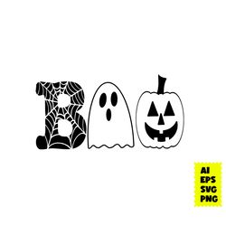 boo pumpkin ghost svg, ghost svg, pumpkin svg, spider svg, halloween svg, ai digital file