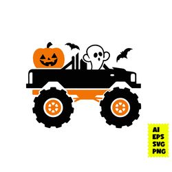 boo truck halloween svg, truck svg, ghost svg, pumpkin svg, halloween svg, ai digital file