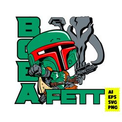 chibi the book of boba fett baby boba fett svg,  boba fett svg,  boba fett chibi svg, ai digital file