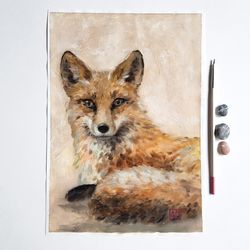 Original Oil Painting Fox