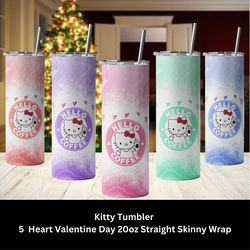Kitty Tumbler - 5 Watercolor Valentine Days 20oz Straight Skinny Wrap - Sublimation Designs - Sublimation Design Digital