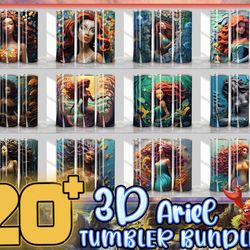 3d black mermaid 20 oz skinny tumbler sublimation design bundle, mermaid 20 oz straight & tapered tumbler design png, mo