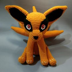 kurama amigurumi pattern, naruto anime crochet pattern, handmade crochet amigurumi doll, crochet doll pdf pattern