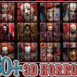 3d horror movie tumbler sublimation design bundle, hot styles horror character 20 oz tumbler design template png, digita