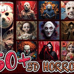 3d hot styles movie 20oz skinny tumbler bundle design, 3d horror character tumbler bundle, 20 oz tumbler design png,inst