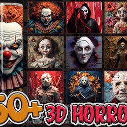 3d hot styles movie 20oz skinny tumbler bundle design, 3d horror character tumbler bundle, 20 oz tumbler design png,inst