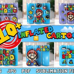 10 3d puff bubble cartoon 20oz sublimation straight & tapered bundle, 3d cartoon movie tumbler sublimation design, strai