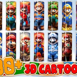 3d cartoon 20 oz tumbler sublimation design bundle, all styles cartoon character 20 oz tumbler design template png, digi