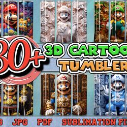 all new 3d styles cartoon for straight & tapered tumbler design bundle, 3d cartoon hero 20 oz skinny tumbler bundle, tum