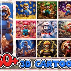 3d new styles of cartoon hero tumbler design bundle, cartoon character 20 oz skinny tumbler design, new style tumbler wr