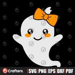 Cute Ghosts Svg, Halloween Svg, Girl Ghost Svg, Little Ghost with Bow Svg, Dxf, Eps, Kids Cut Files, Baby Halloween, Si