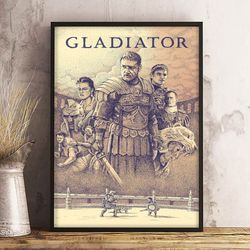 gladiator poster, movie poster, film poster, wall art, wall decor, prints, home decor, quest for freedom's embrace