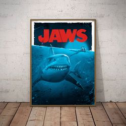 jaws poster, movie poster, film poster, wall art, wall decor, prints, home decor, jaws of death poster