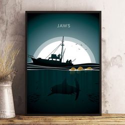 jaws poster, movie poster, film poster, wall art, wall decor, prints, home decor, fins of doom poster