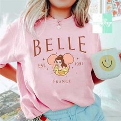 belle princess comfort colors shirt, disney beauty and the beast shirt, disney princess shirt, mickey ears shirt, disney