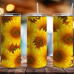 summer sunflowers tumbler, summer sunflowers skinny tumbler