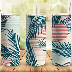 summer tropical beach tumbler, summer tropical beach skinny tumbler