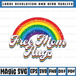 free mom hugs rainbow retro lgbt flag lgbt pride month svg, gay pride svg, free mom hugs rainbow png sublimation