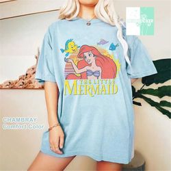 retro the little mermaid ariel comfort colors shirt, disneyland trip shirt, family shirt, the little mermaid shirt, arie