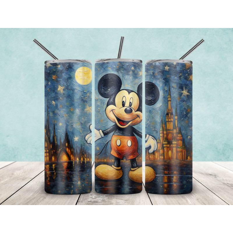 Mickey Van Gogh 20oz Skinny Tumbler, Mickey Sublimation, Van Gogh Style, Minnie Tumbler Png, Skinny Tumbler 20oz, Mickey Tumbler Wrap PNG.jpg