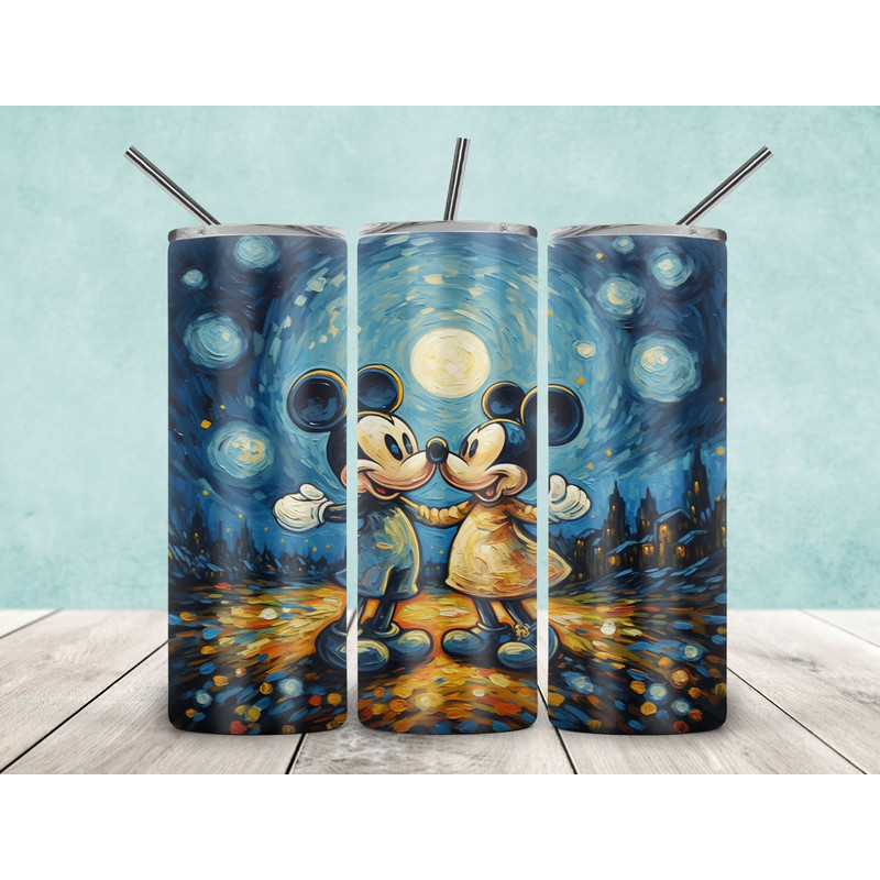 Mickey Van Gogh 20oz Skinny Tumbler, Mickey Sublimation, Van Gogh Style, Minnie Tumbler Png, Skinny Tumbler 20oz, Mickey Tumbler Wrap PNG-1.jpg