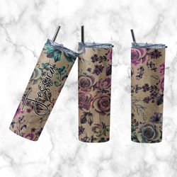 floral tumbler, floral skinny tumbler, flower power tumbler