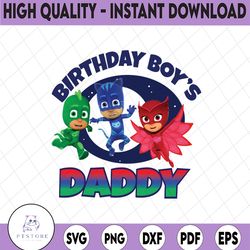 pj masks birthday boy's daddy digital iron on transfer image clip art instant download  pj masks png
