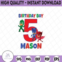 personalized name and ages, birthday boy pj masks png iron on transfer personalized mommy daddy birthday girl party