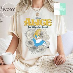 disney alice in wonderland tea floral retro comfort colors shirt, magic kingdom wdw holiday trip family birthday gift ad