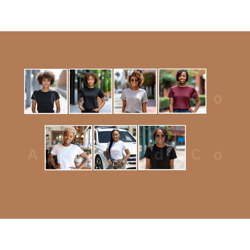 Black Women Mockup Bundle, African American Women T-shirt Mock ups, Black, White, Yellow, Red, Pink, Blue Shirt Lifestyle Mockup Bundle - 4.jpg