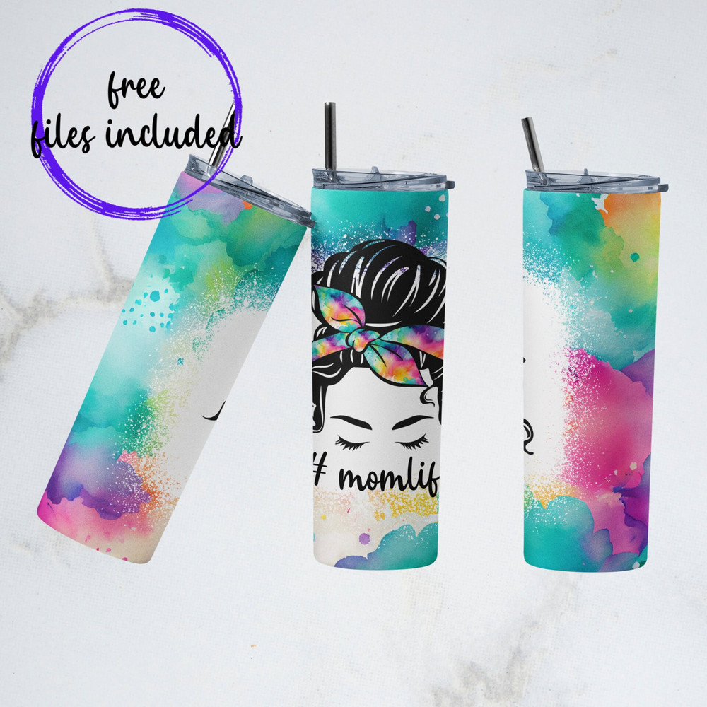 Mom Life Tumbler, Mom Bun Hair Skinny Tumbler, Floral Mom Tumbler, Petals Of Love Tumbler.png
