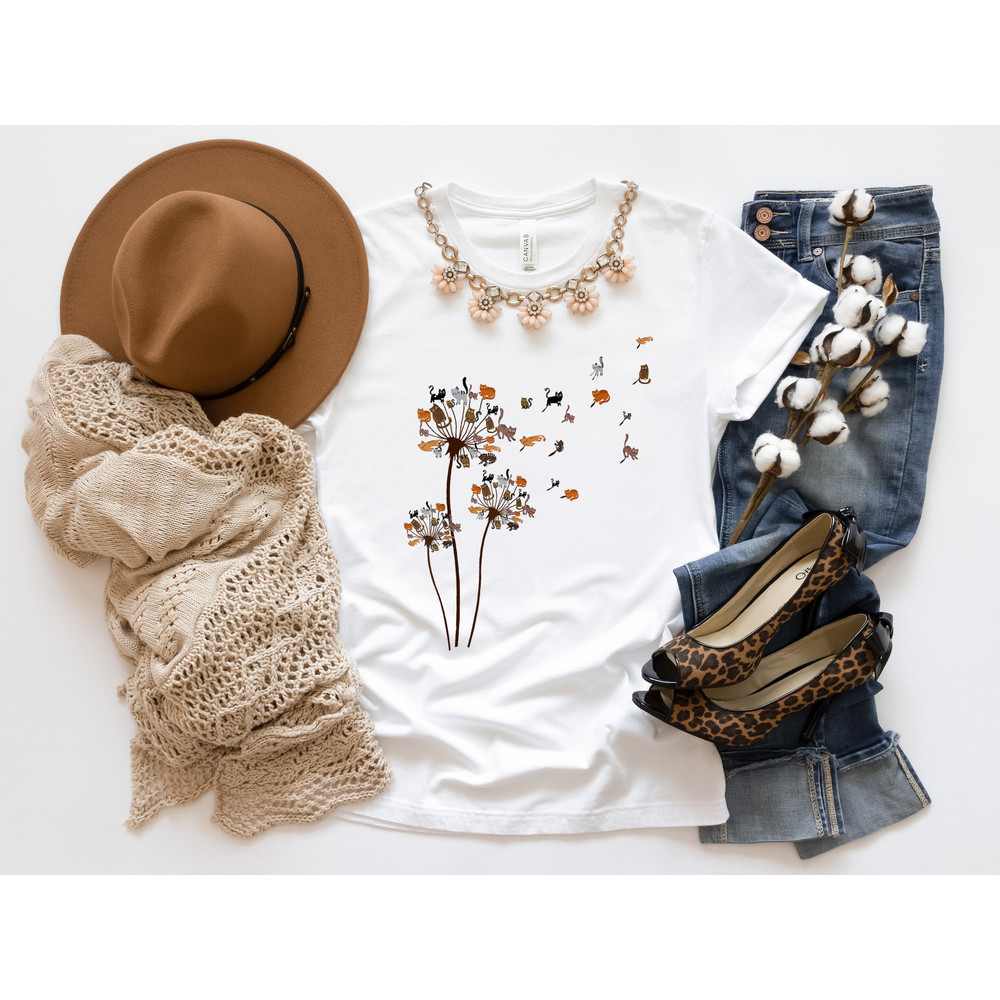 Cats Flower Fly Dandelion Shirt Cute Cat Lover T-Shirt - Cat Lover Gift, Funny Cat Shirt, Summer Shirt, Cool Cat, Cat Shirts - 4.jpg