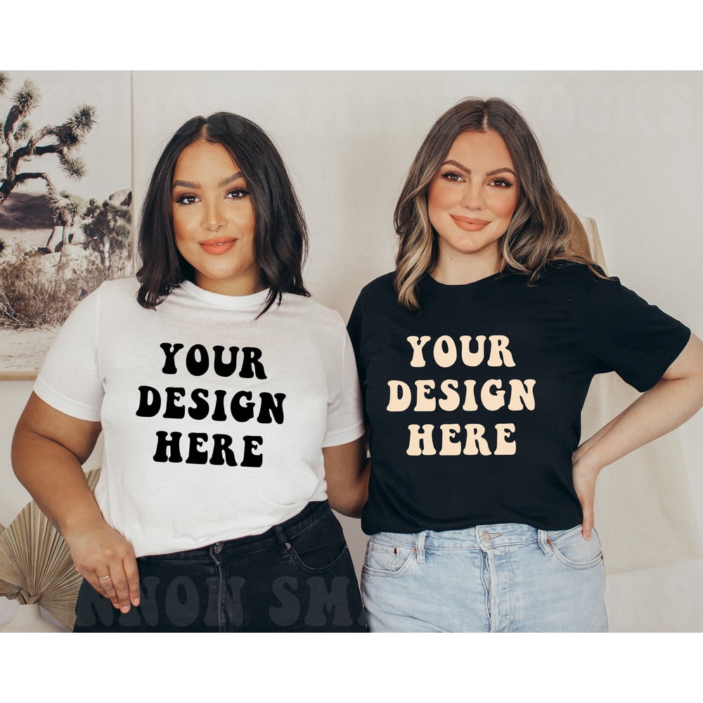 Double Shirt Mockup, Bridal Shirt Mockup, White Bella Canvas Mockup, Black Bella Canvas Mockup, Friend shirt mock, Bride Bridesmaid - 1.jpg