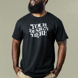 gildan 64000 black mockup, male mockup, t-shirt mockup 64000 black, black t-shirt mockup, black shirt model mockup, gild