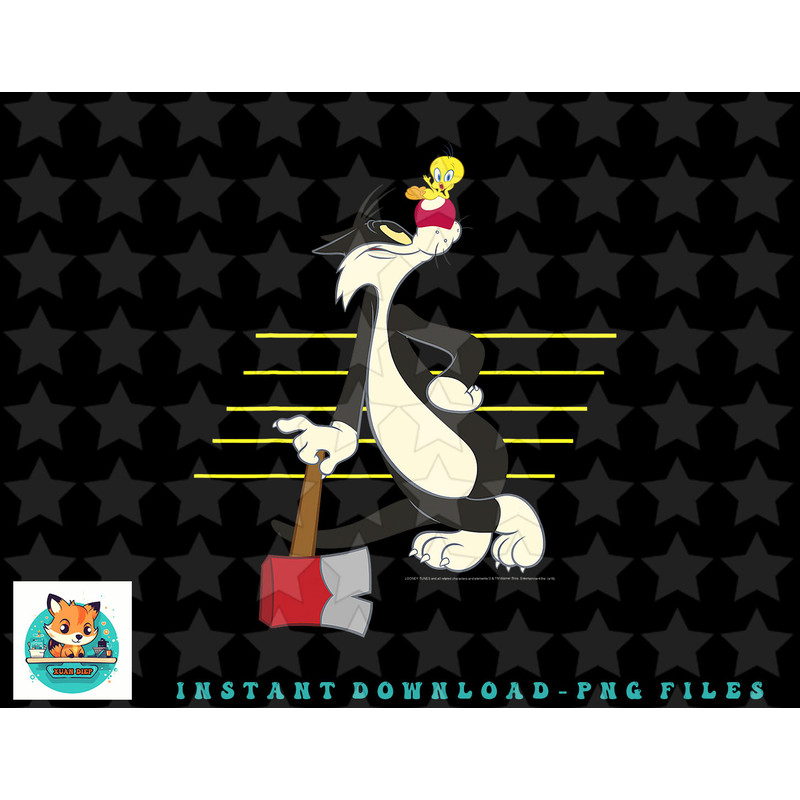 Looney Tunes Sylvester & Tweety Lined Portrait png, sublimation, digital download.jpg