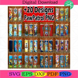 20oz paw patrol tumbler png bundle, skinny tumbler png, kids cartoon pngtumbler bundle, 20 cartoon design,skinny tumbler