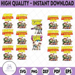 toy story birthday girl png, toy story family matching birthday png, personalized png, custom birthday girl png